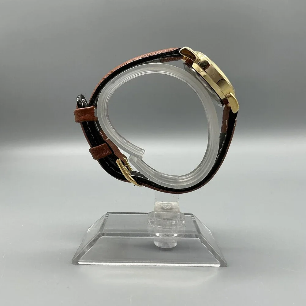 Boeing Womens Watch 25mm Day Night Moon Phase Gold Tone Leather Date New Battery